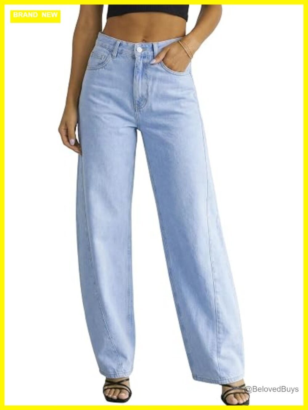 Mid High Waisted Baggy Straight Wide Leg Jeans